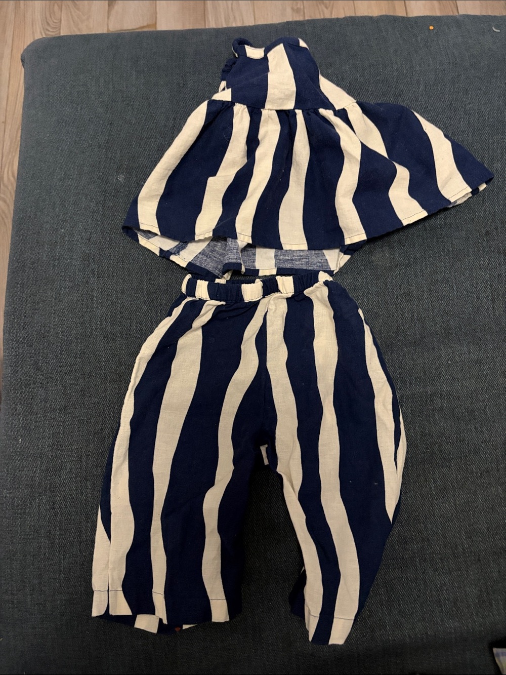 Primary Navy & Cream Striped Kids Shorts Set